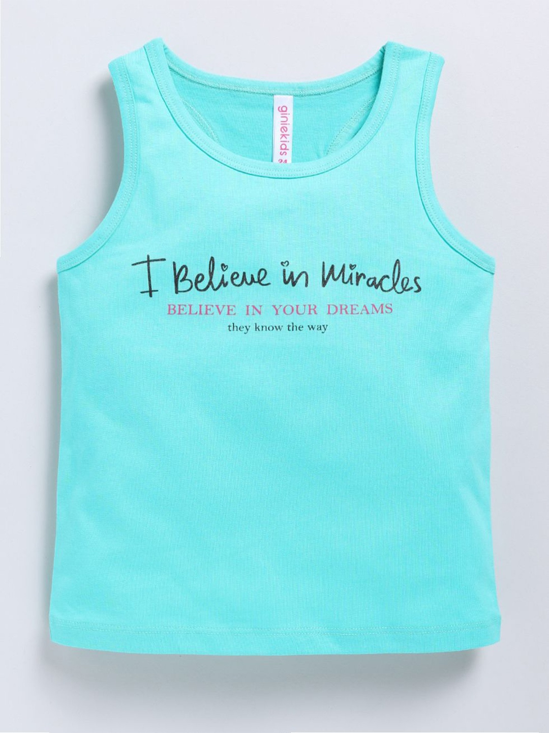 

Ginie Girls Typography Printed Tank Top, Green