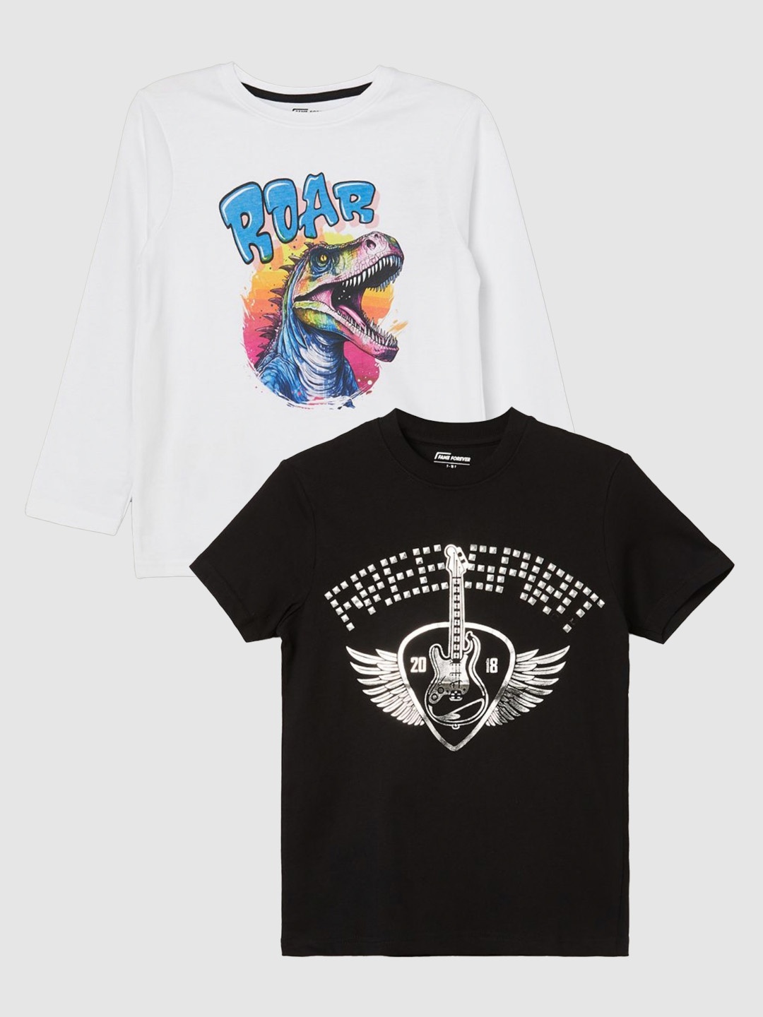 

Fame Forever by Lifestyle Boys Pack Of 2 Printed Pure Cotton T-shirts, Black