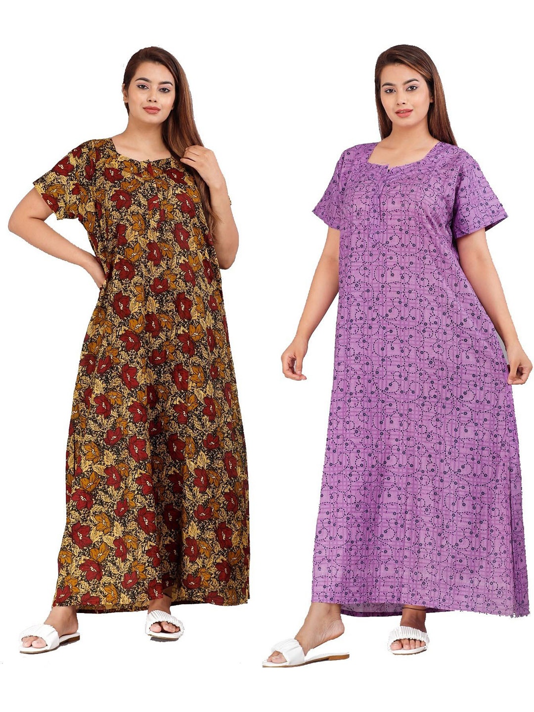 

PR PINK ROYAL Printed Maxi Nightdress, Brown