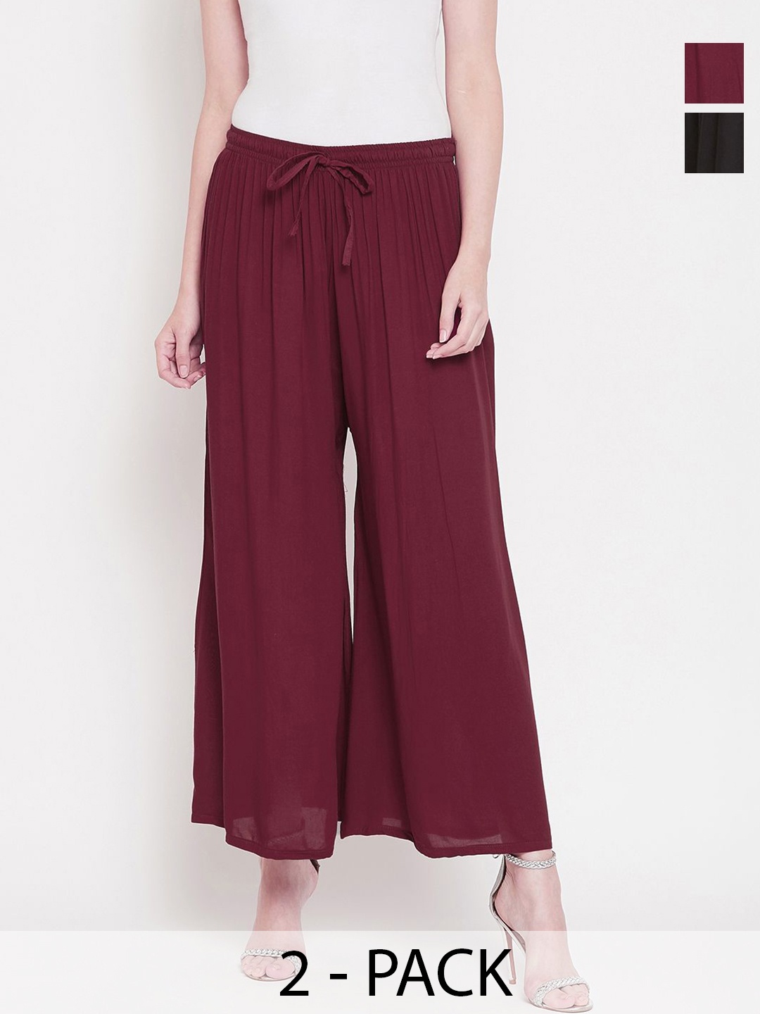 

Castle Lifestyle Women 2 Flared Palazzos, Burgundy