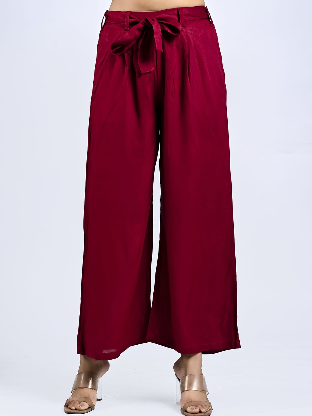 

MIRAYYA Women Flared Palazzos, Maroon