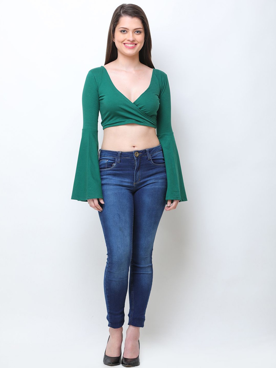 

Moda Rapido Women Solid Sweetheart Neck Cotton Top, Green