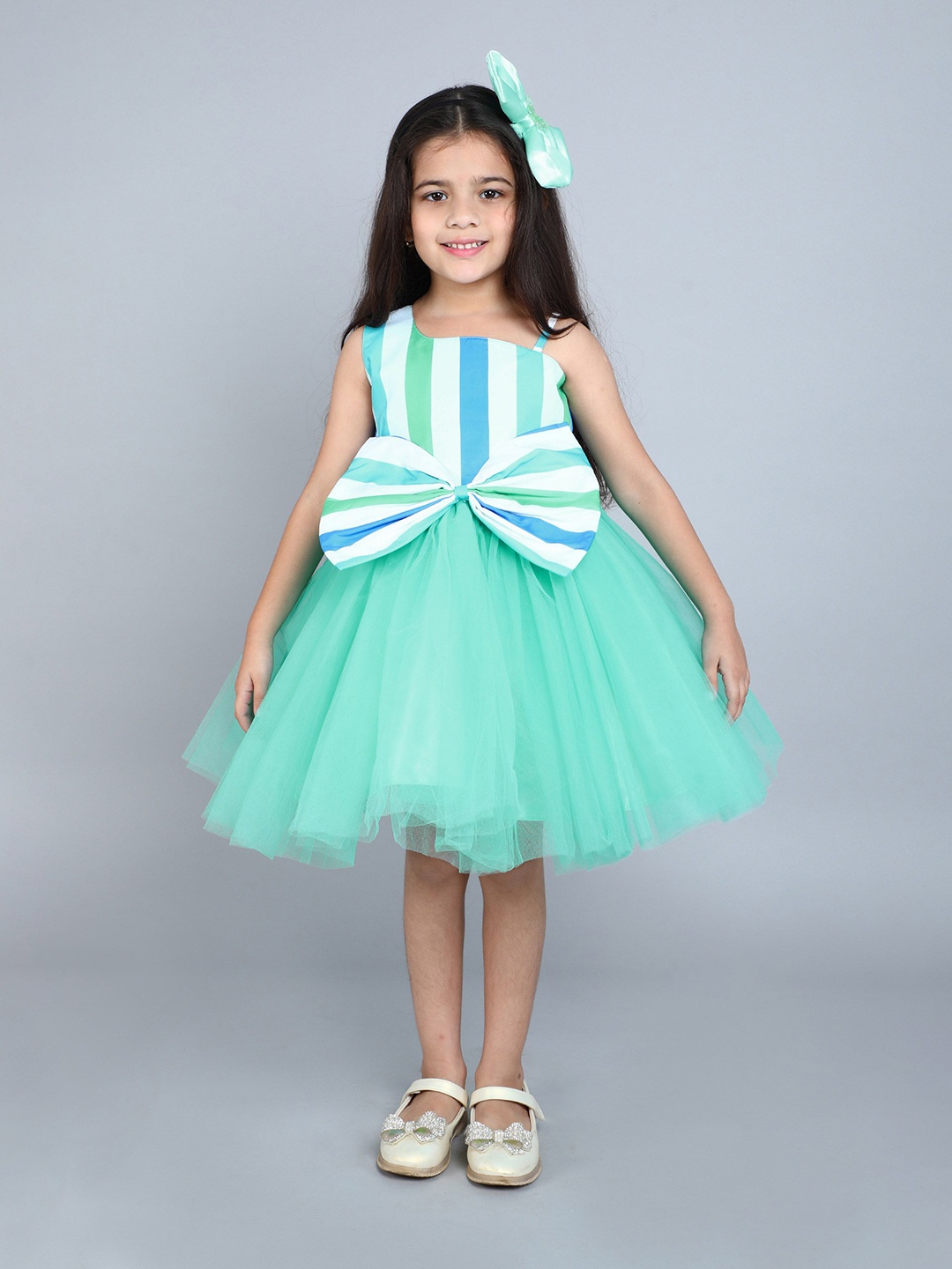 

Pink Chick Girls Striped Fit & Flare Tulle Dress, Blue
