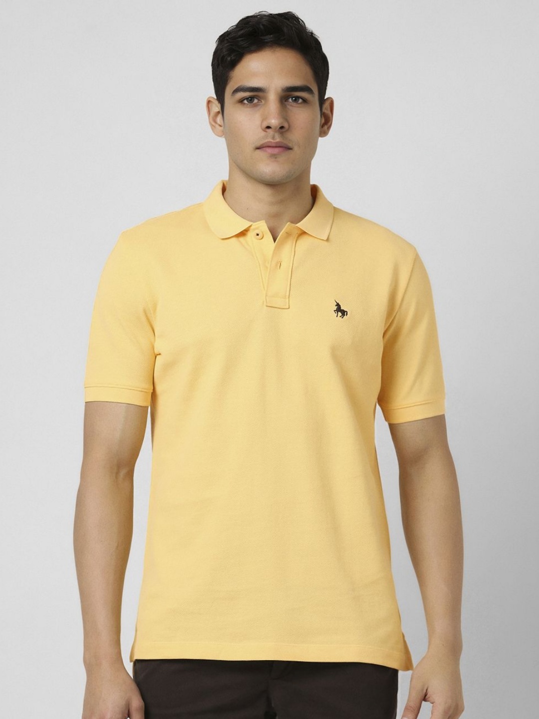 

Van Heusen Sport Men Textured Polo Collar Cotton T-shirt, Yellow