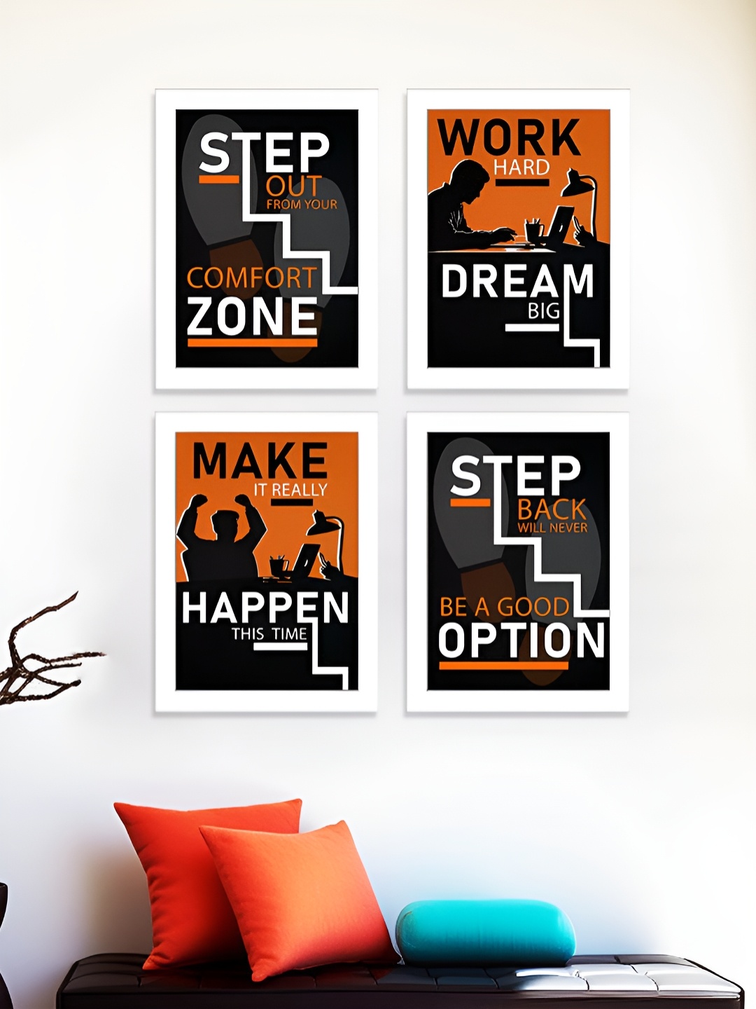 

Art Street White & Black 4 Pieces Motivational Art Prints Wood Wall Art