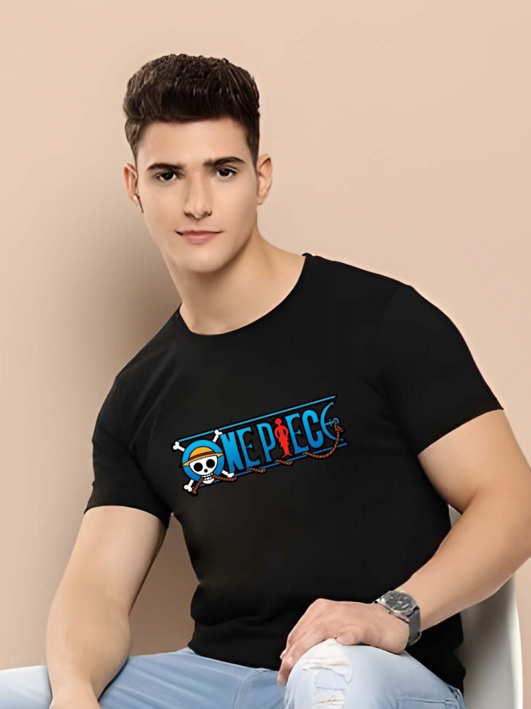 

SZN Men Typography Printed Round Neck Regular Fit Cotton T-shirt, Black