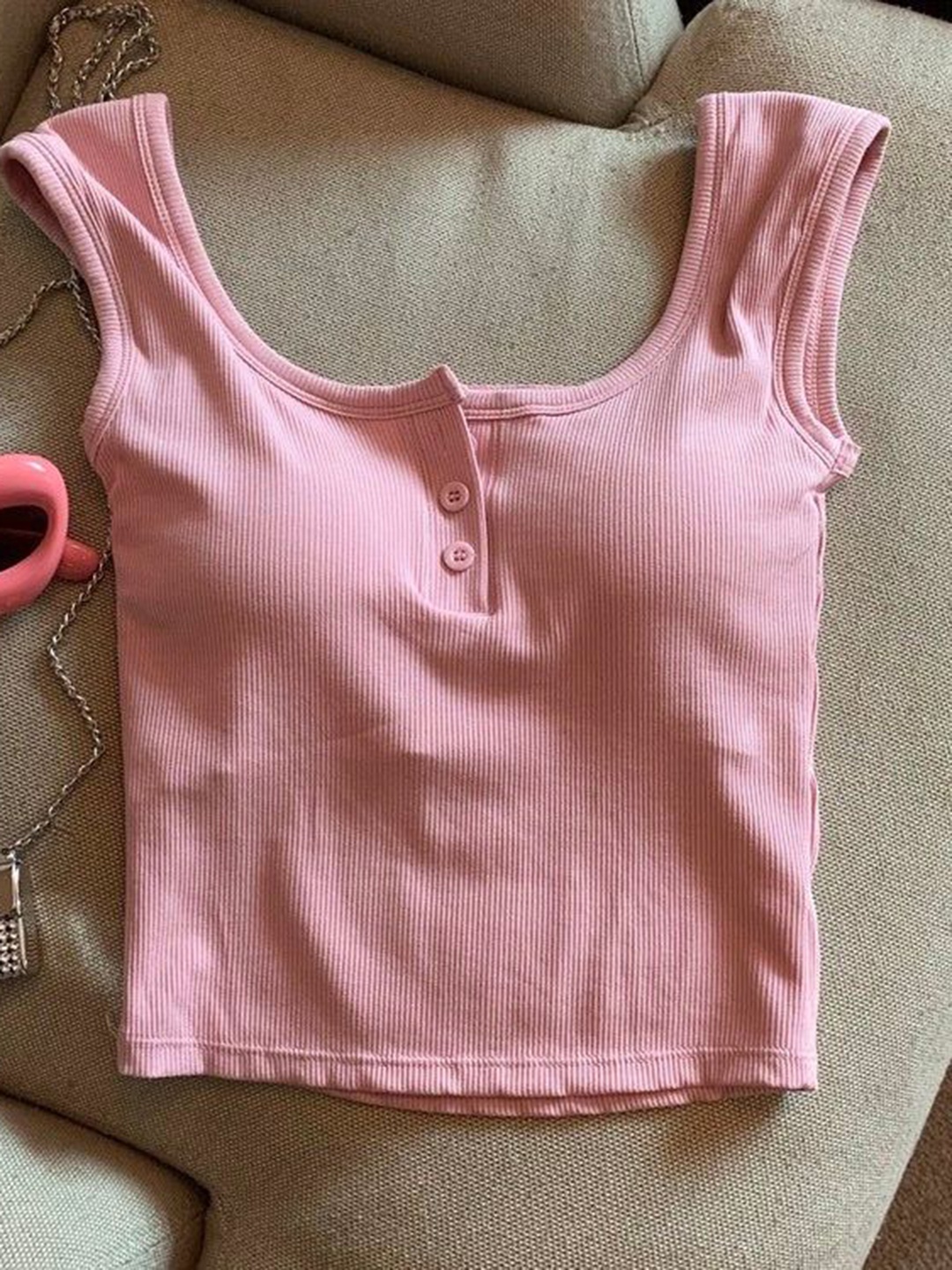 

Alamode By Akanksha Women Cotton Pink Maria Tank Tops With Inbuilt Bra