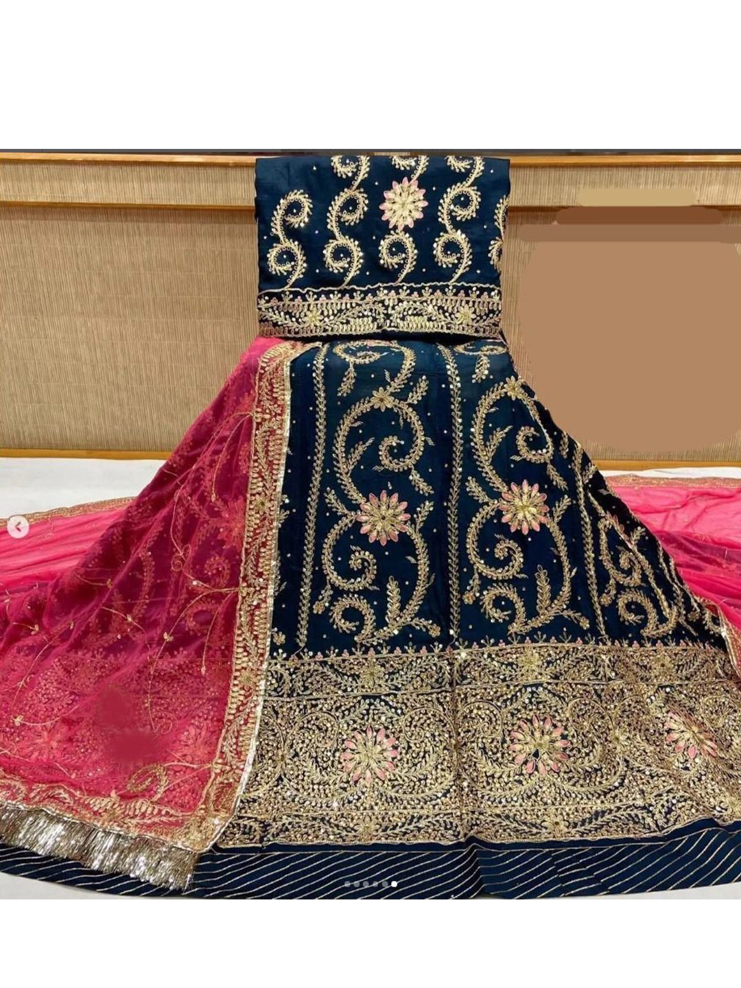 

MADHUR HAND WORK ART Embroidered Thread Work Semi-Stitched Lehenga & Unstitched Blouse With Dupatta, Nude