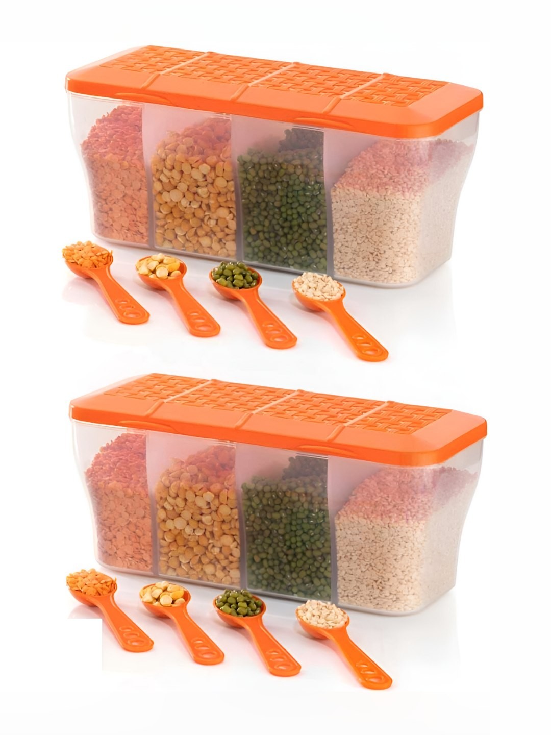 

HASHONE Transparent 2 Pieces Dishwasher Safe 4 in 1 Masala Box Containers & Spoons
