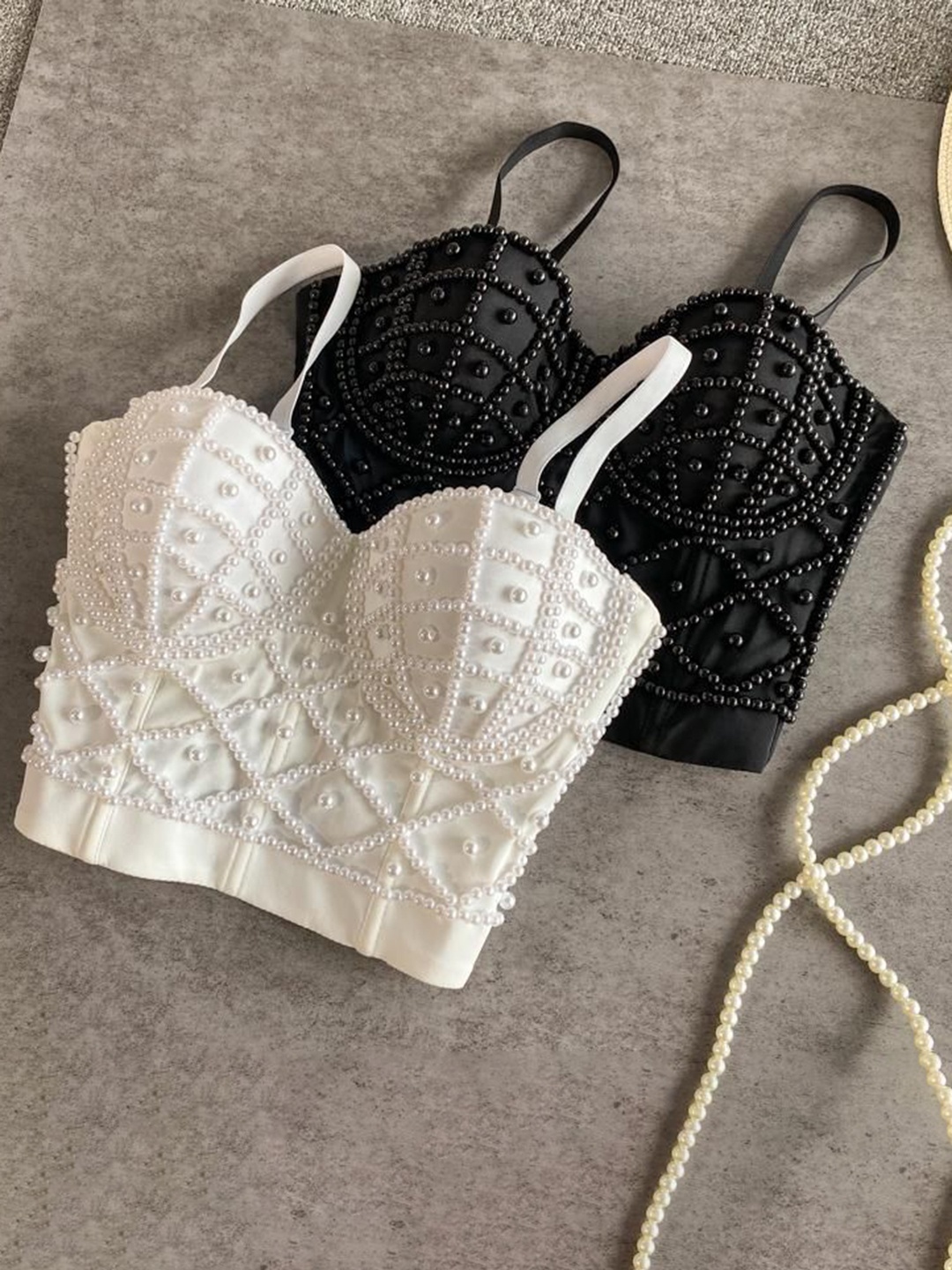 

Alamode By Akanksha Women White Cadel Pearl Bustier