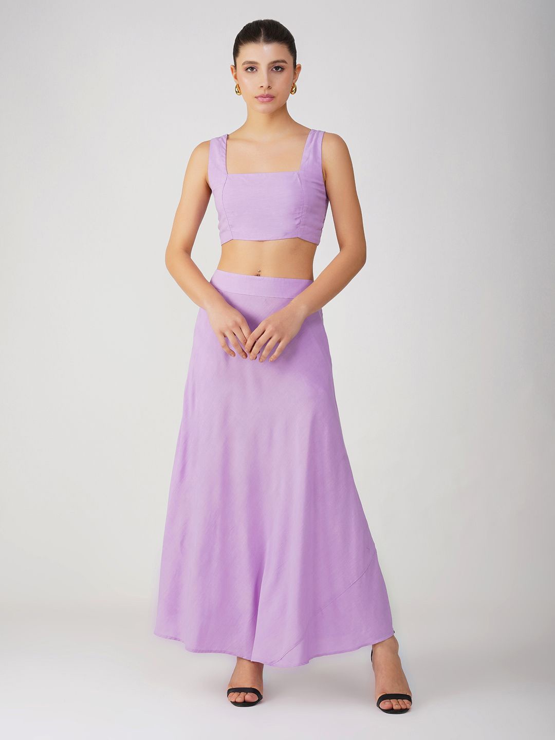 

HERE&NOW Sleeveless Top With Skirt Co-Ords, Purple