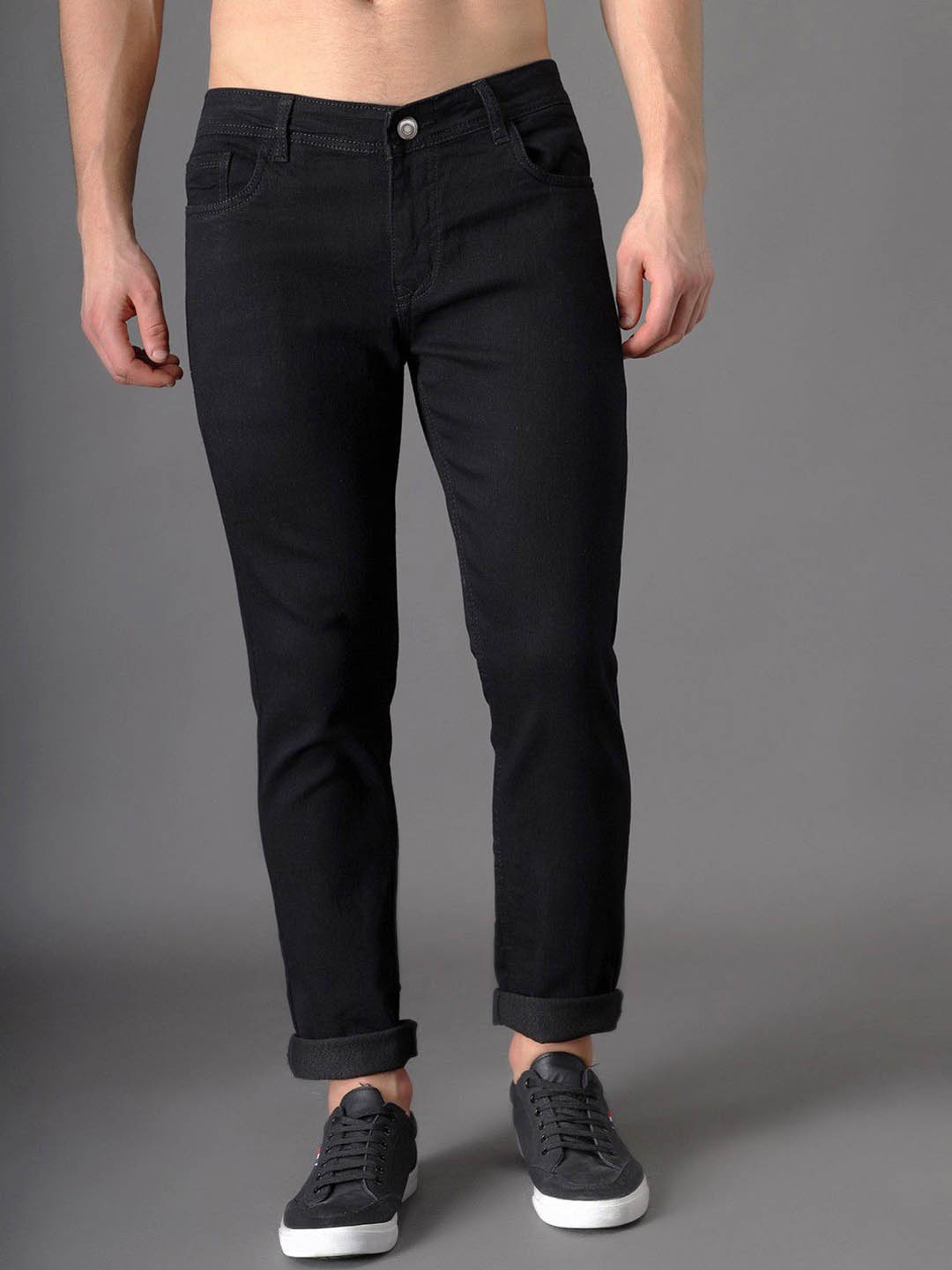 

ComfyStyle Men Stretchable Mid-Rise Jeans, Black