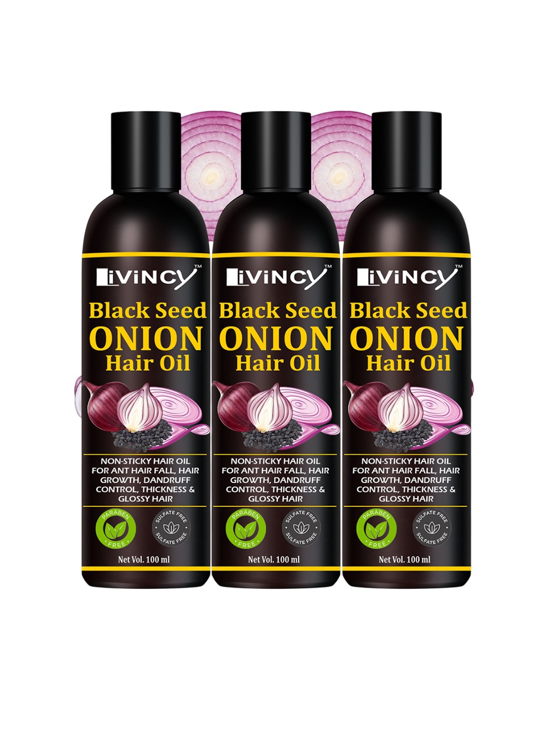 

LIVINCY Set Of 3 Black Seed Onion Hair Oil For Hair Growth- 100 ml Each