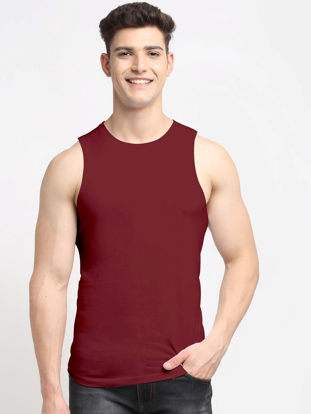 

Friskers Pure Cotton Gym Innerwear Vests 030225AE-14, Maroon