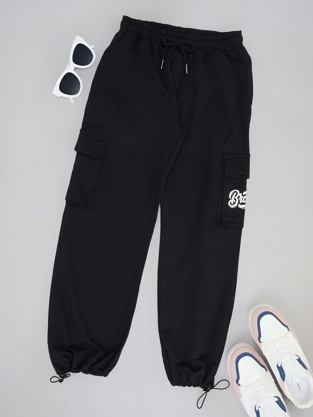 

Pantaloons Junior Girls Pure Cotton Mid Rise Joggers, Black