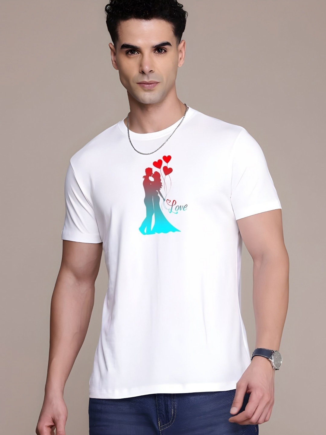 

Moda Rapido Men Graphic Printed Round Neck Cotton T-shirt, White