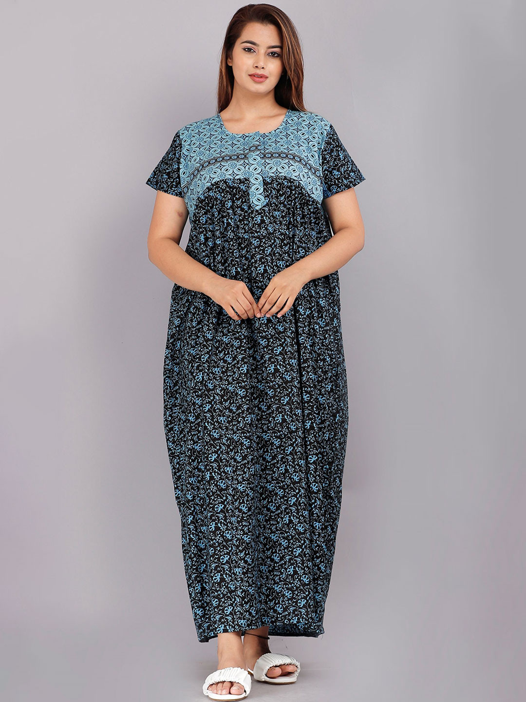 

PR PINK ROYAL Printed Maxi Nightdress, Blue