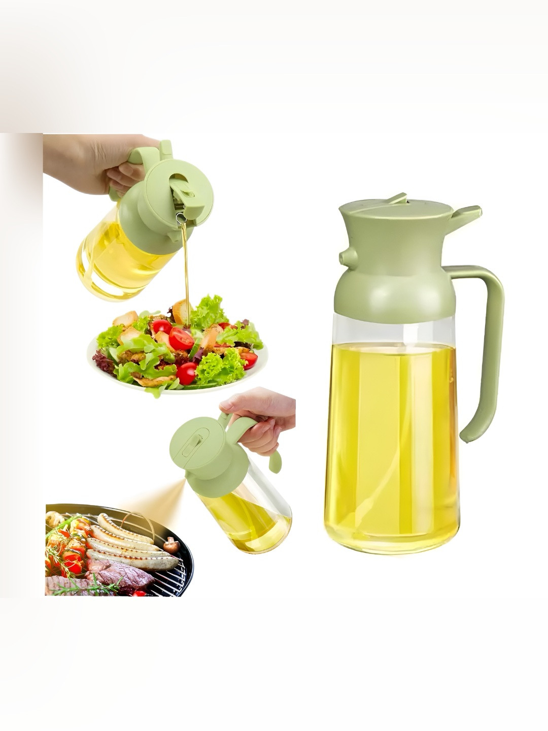 

Baskety Green Glass Dishwasher and Microwave Safe Oil Dispenser 550ml