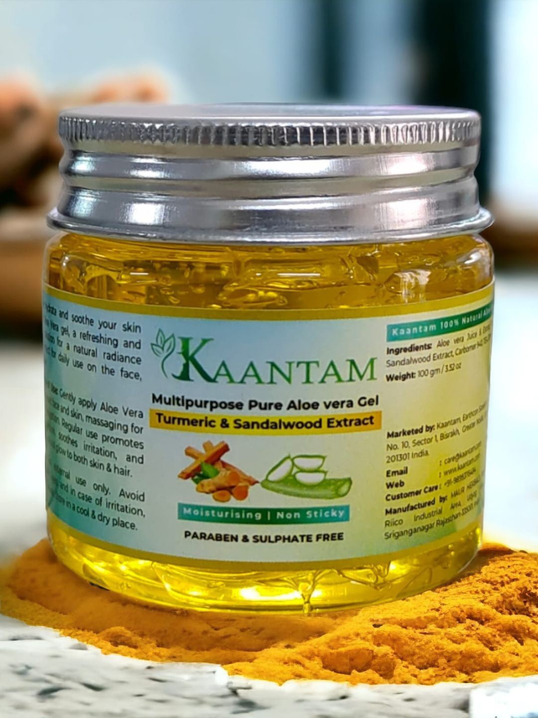 

Kaantam Multipurpose Pure Aloe Vera Gel with Turmeric & Sandalwood Extract - 100 g, Orange