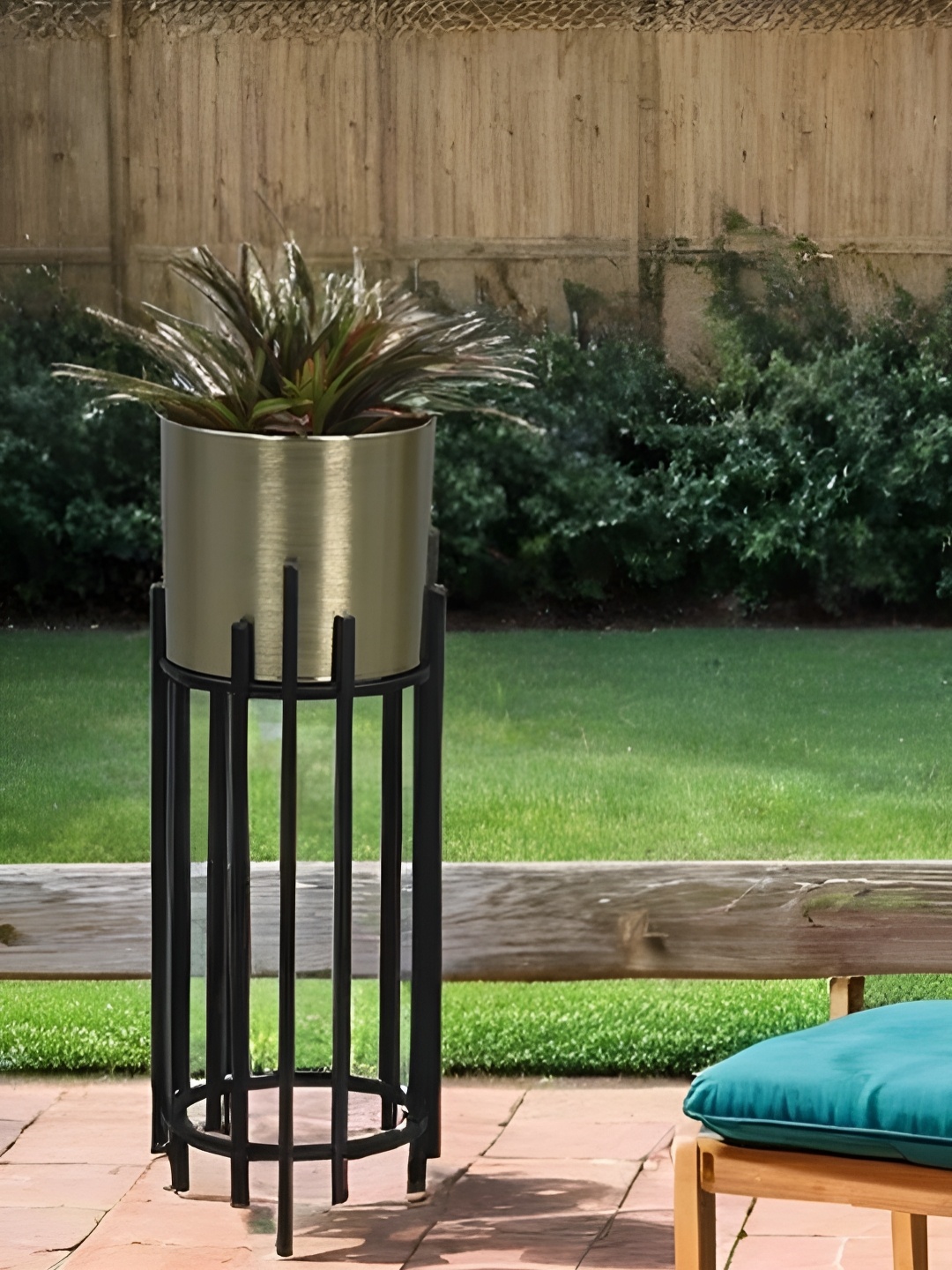

Royaloak Gold-Toned Planter With Stand