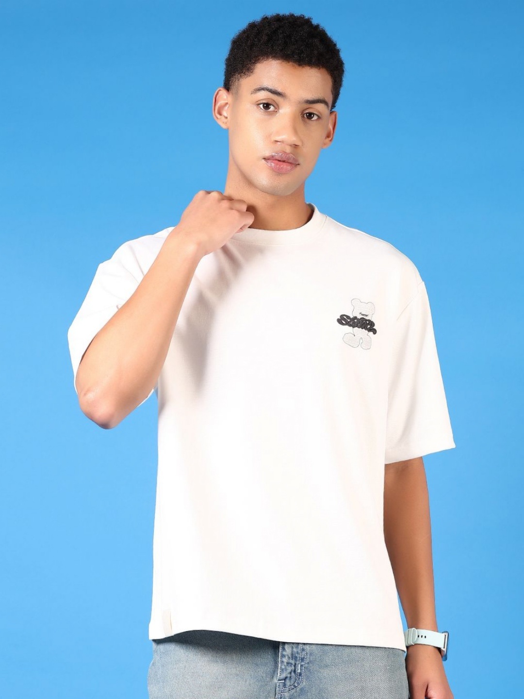 

V-Mart Men Graphic Printed Round Neck Cotton T-shirt, White