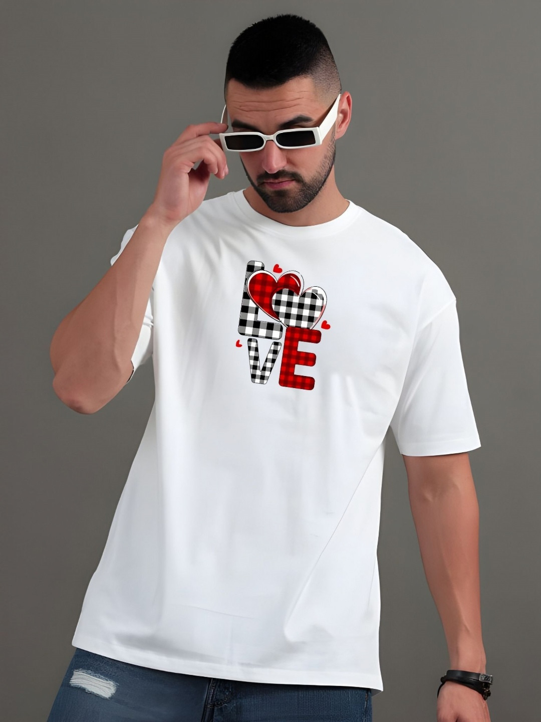 

Moda Rapido Men Typography Printed Round Neck Cotton Oversized T-shirt, White