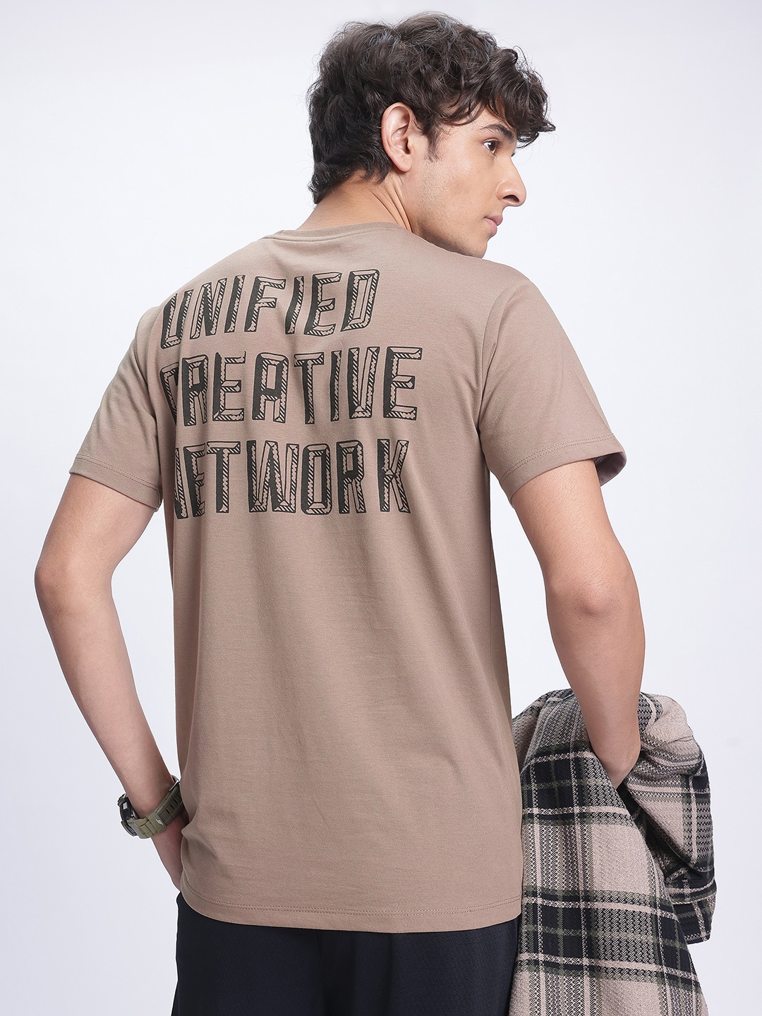 

glitchez Elevated Basics Typography T-shirt, Taupe
