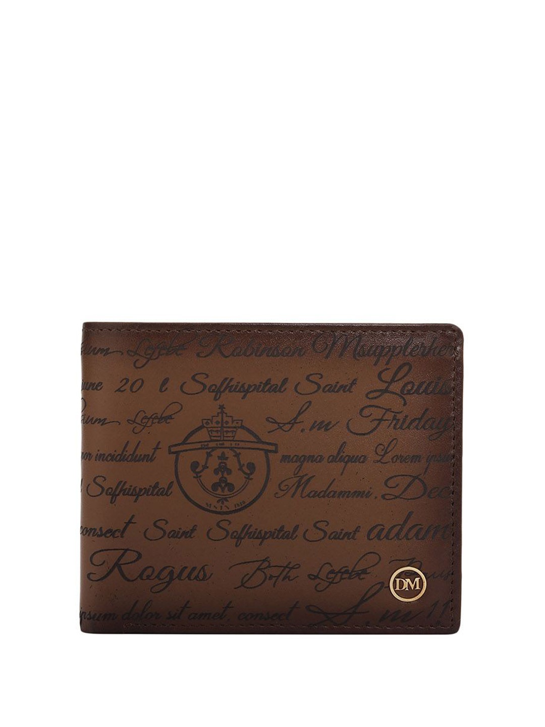 

Da Milano Men Ethnic Motifs Striped Leather Two Fold Wallet, Brown