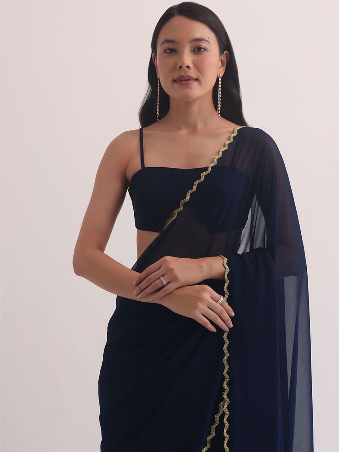 

Moda Rapido Pure Georgette Saree, Navy blue