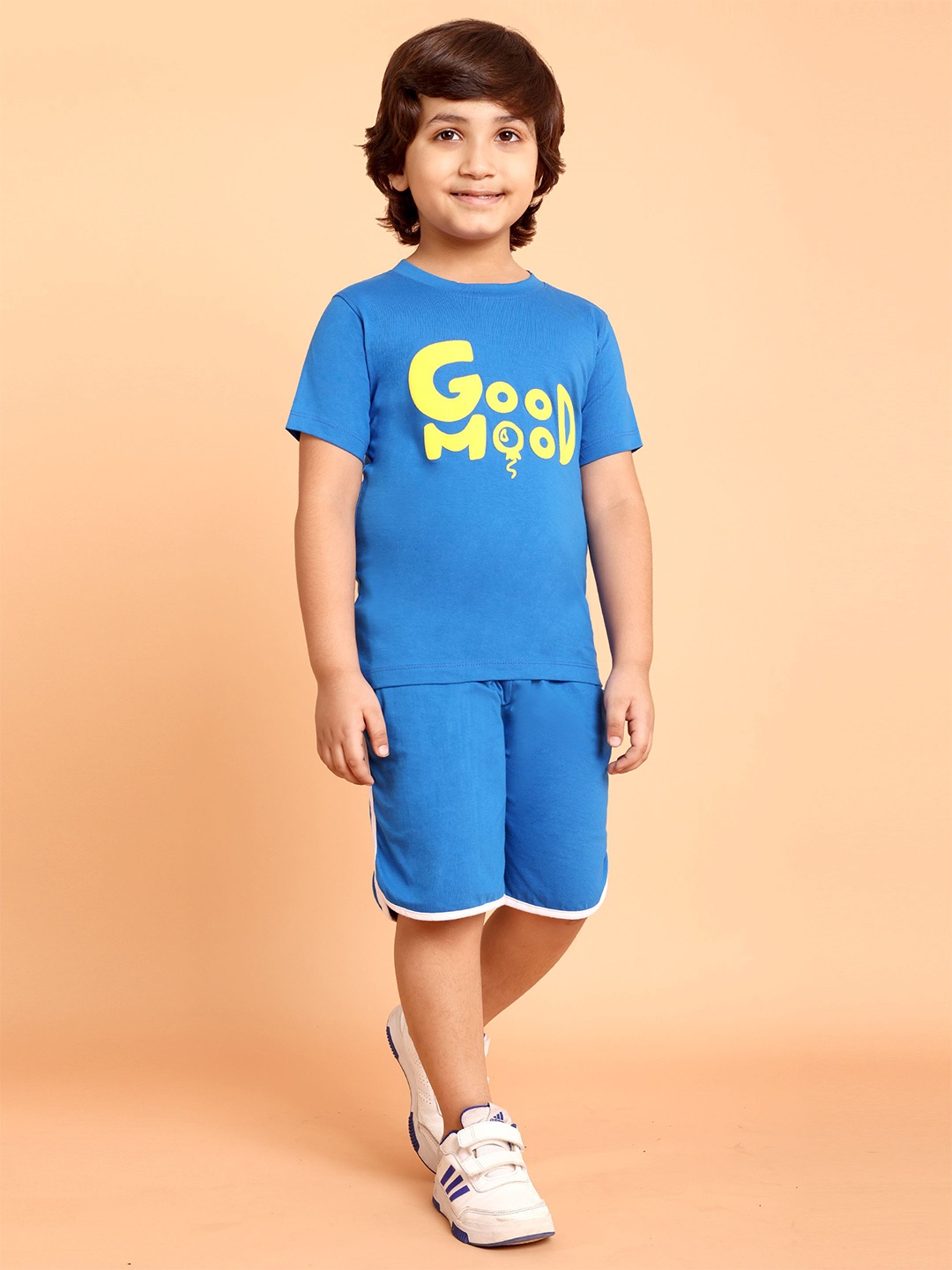 

YK Boys Printed Round Neck Pure Cotton T-Shirt With Shorts, Blue