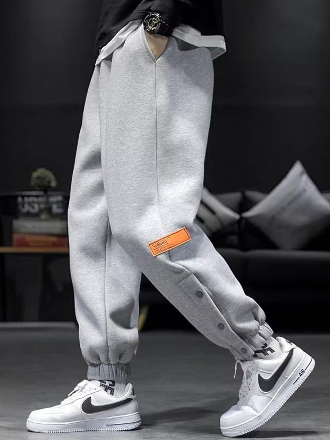 

StyleCast Men Mid-Rise Joggers Trousers, Grey