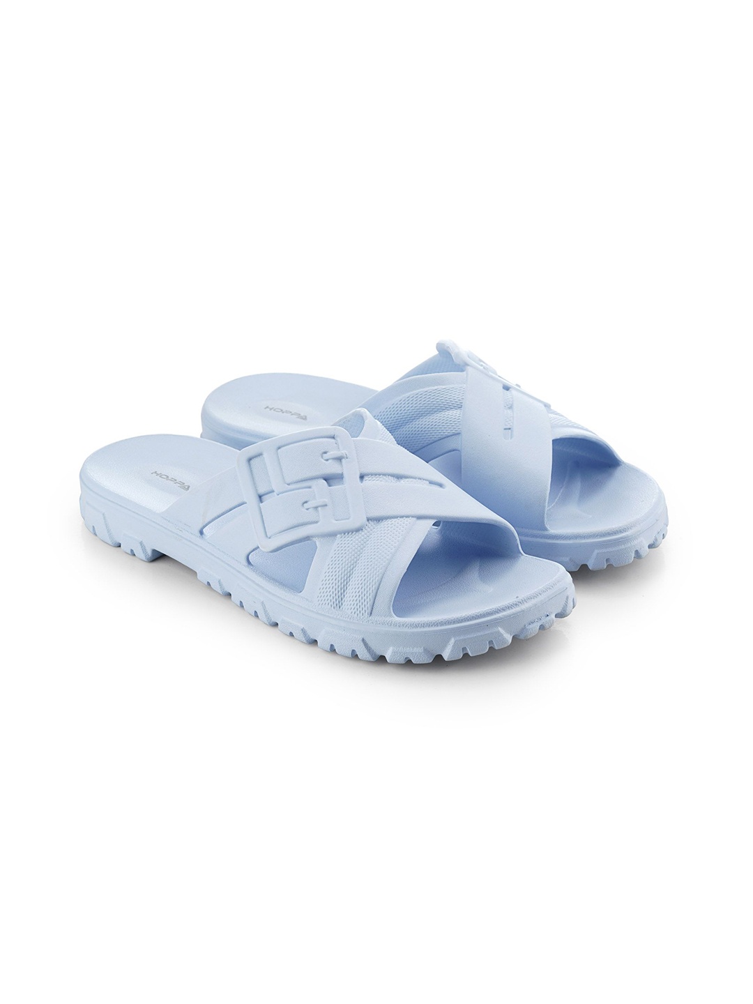 

Hoppa Women Self Design Sliders, Blue