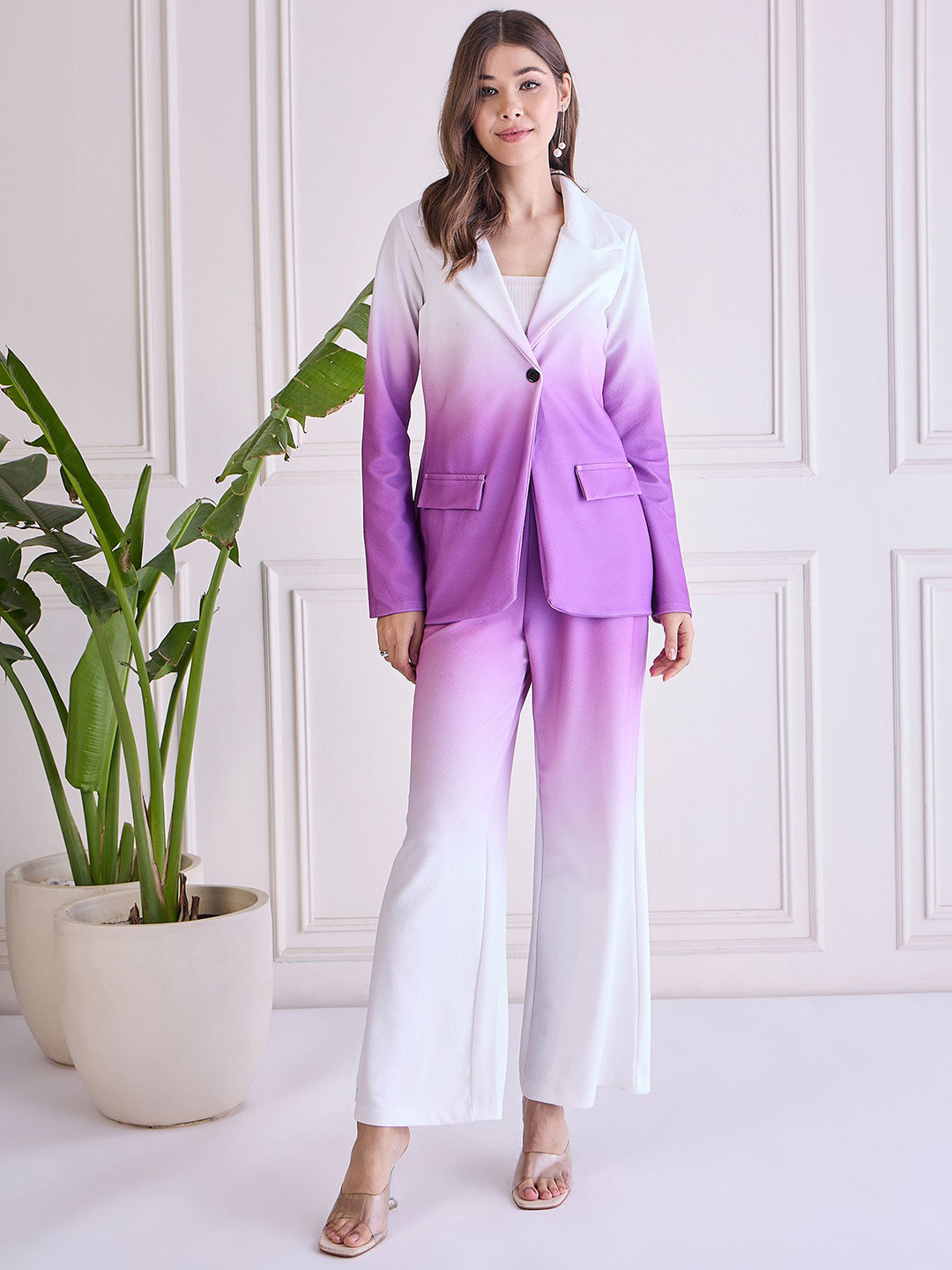 

SZN Dyed Lapel Collar Blazer And Trouser, Purple
