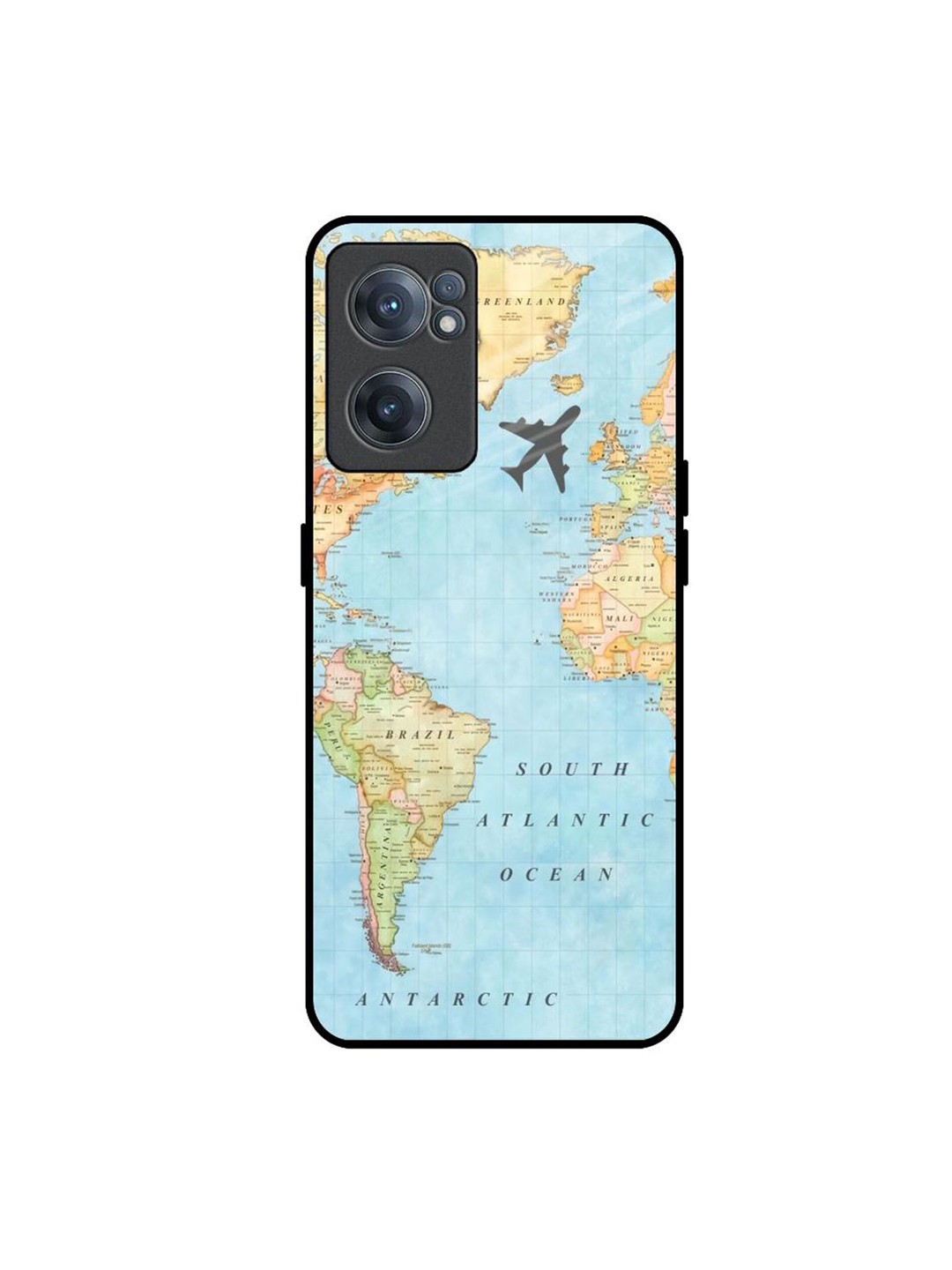 

QRIOH Travel Map Printed OnePlus Nord CE 2 Back Case, Blue