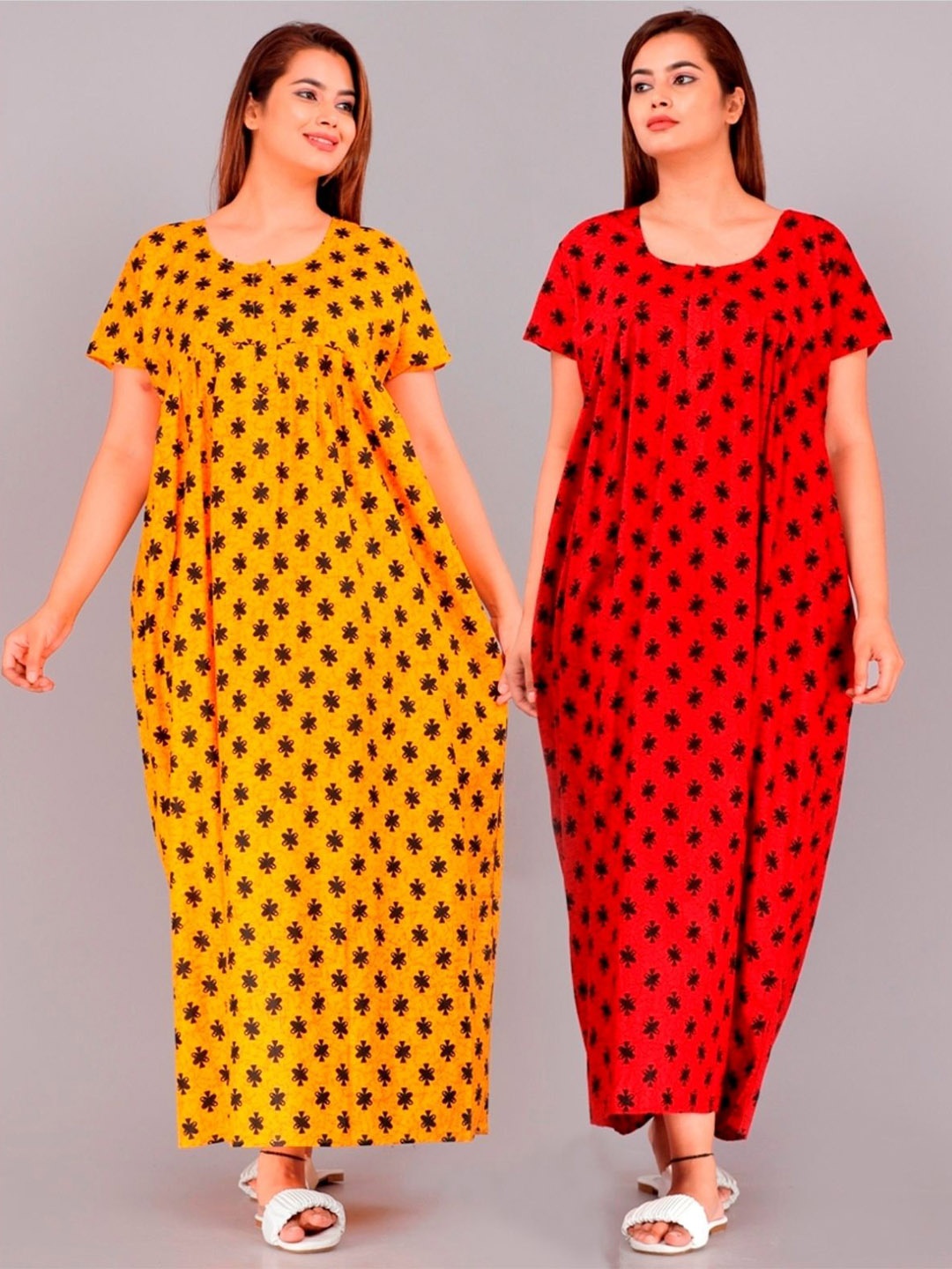 

PR PINK ROYAL Printed Maxi Nightdress, Yellow