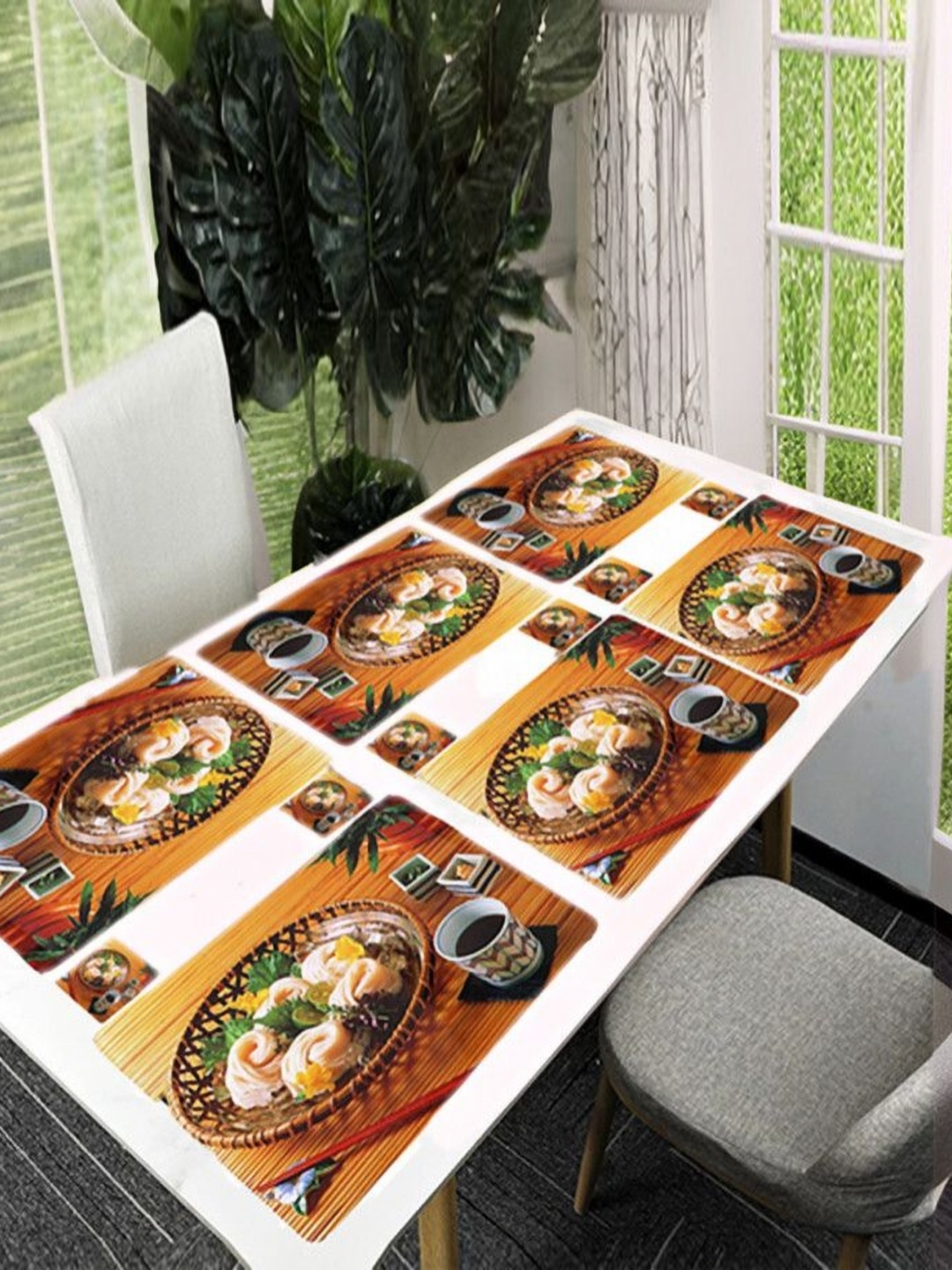

REVEXO Red & Green 12 Pcs Printed Rectangular Shaped Coasters & Table Placemats