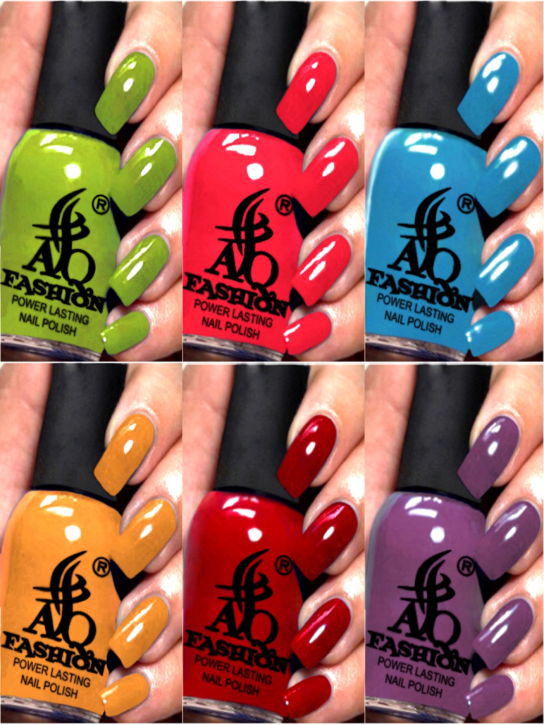 

AQ FASHION Set Of 6 Power Lasting Glossy Quick Dry Nail Polish - 9 ml Each, Green