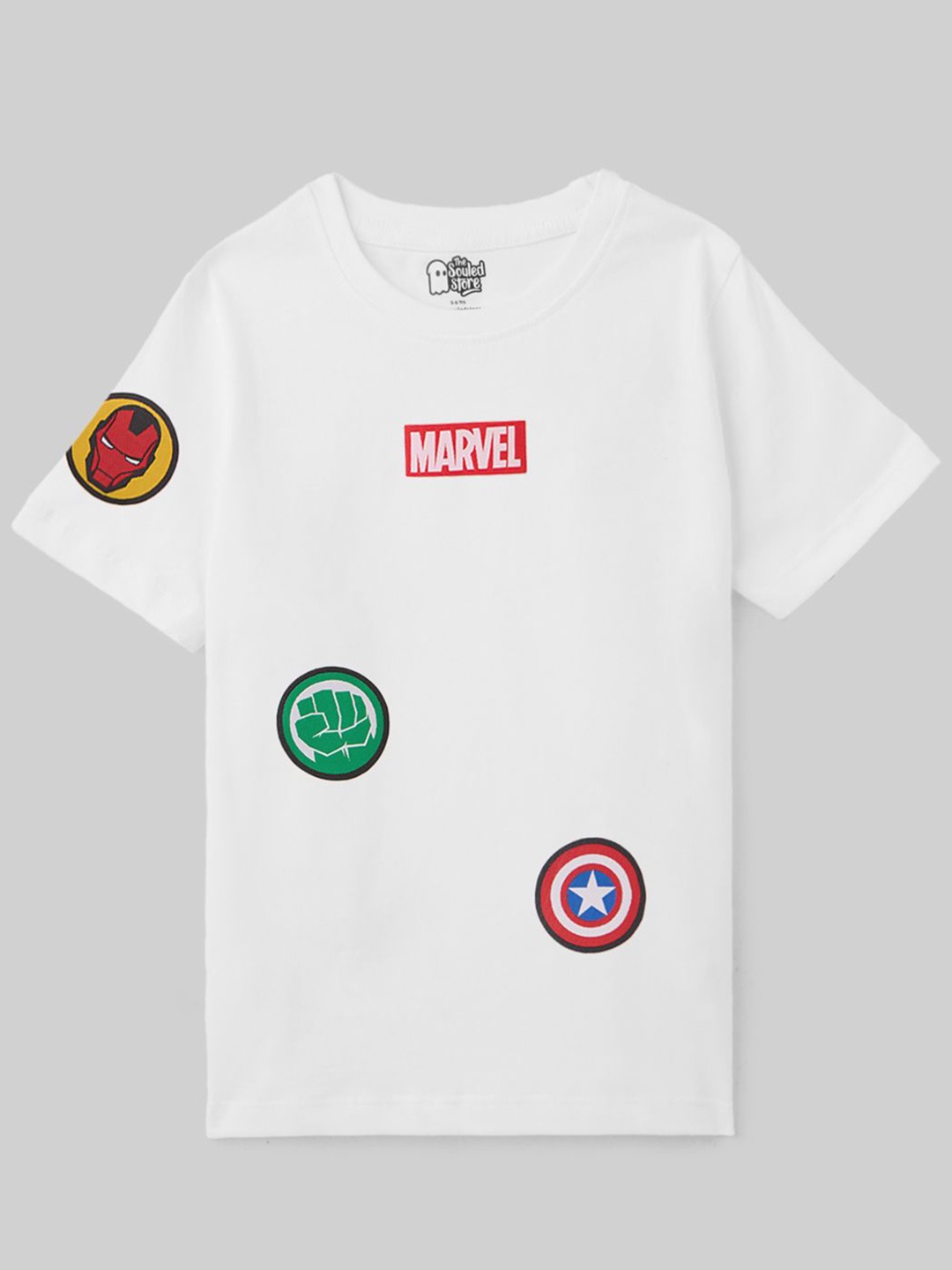 

The Souled Store Boys Marvel Graphic Printed Round Neck Cotton T-shirt, White