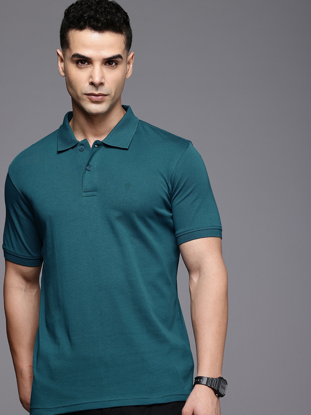 

Louis Philippe Polo Collar Pure Cotton T-shirt, Teal
