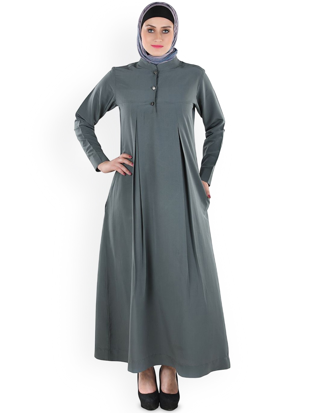 

MOMIN LIBAS Front Button Abaya Burqa, Grey