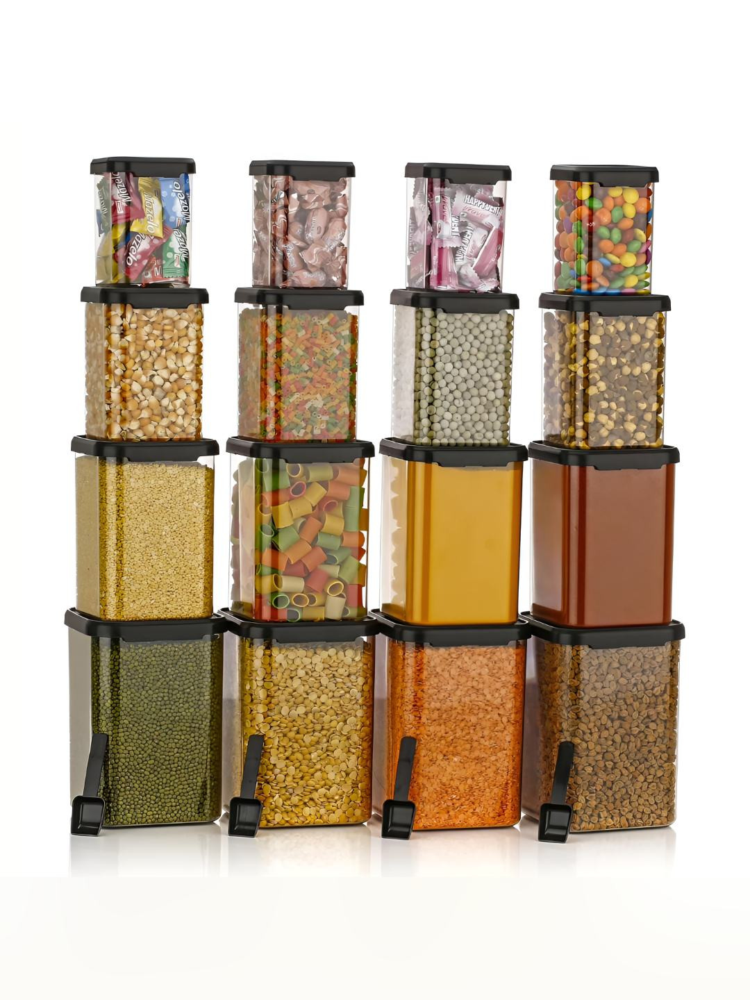 

HASHONE 16pcs Transparent Dishwasher Safe Canister Container-350 ml, 650 ml,950 ml,1400 ml