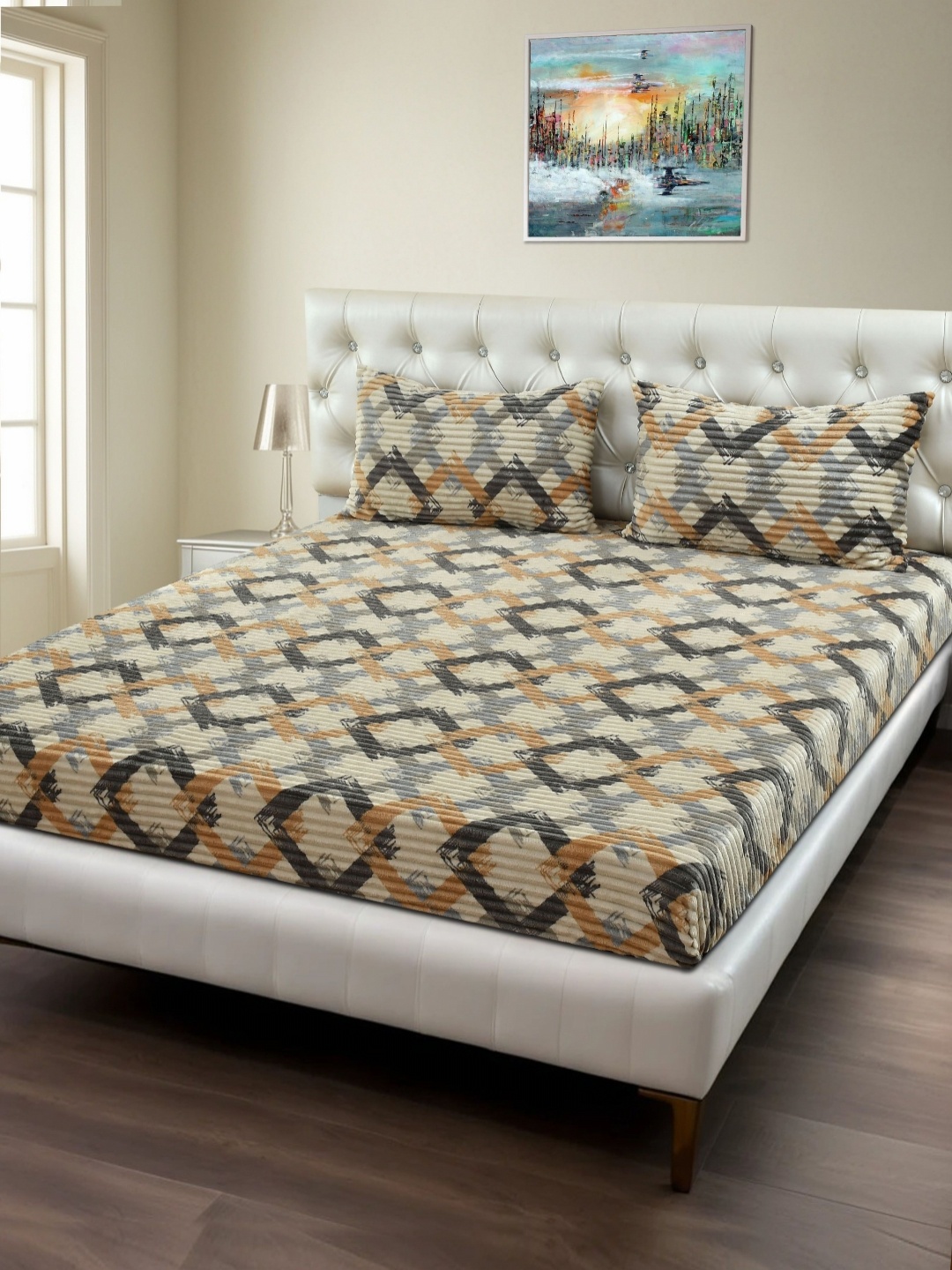 

BREVARD Off White Geometric 210 TC Single Bedsheet Set 91 cm x 182 cm