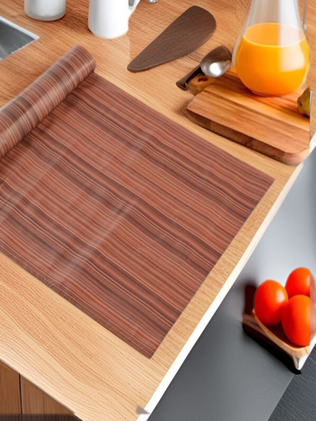 

REVEXO Brown Printed Water-Resistant Shelf Liner