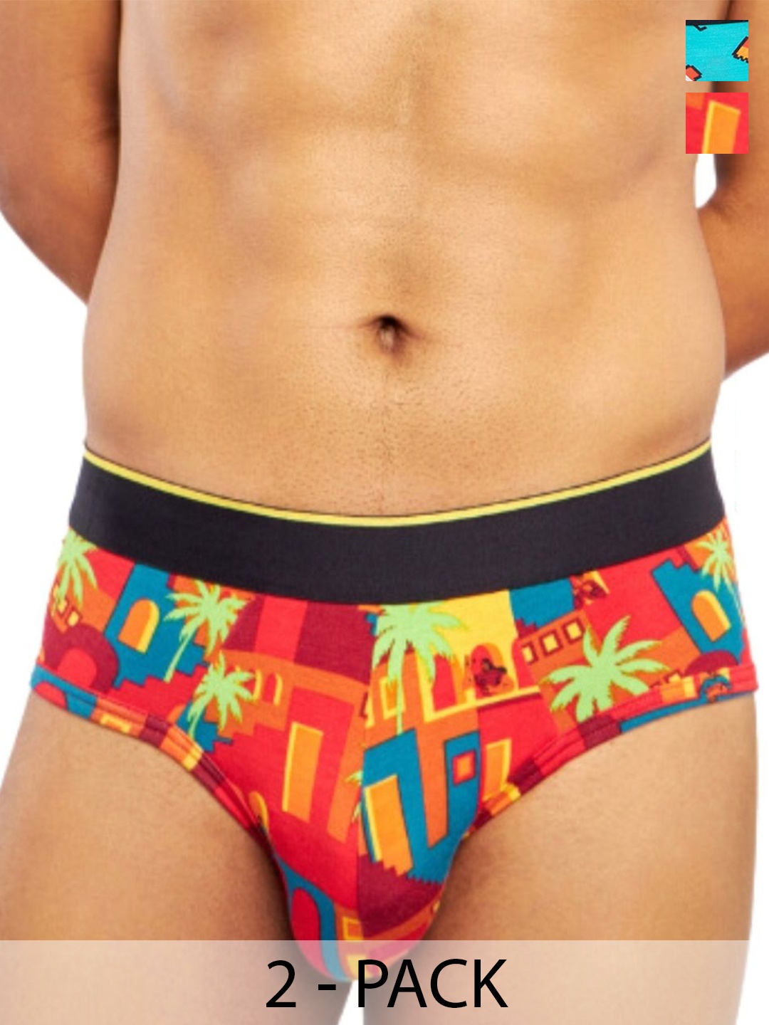 

bummer Men Pack of 2 Printed Micro Modal Briefs Underwear, Blue