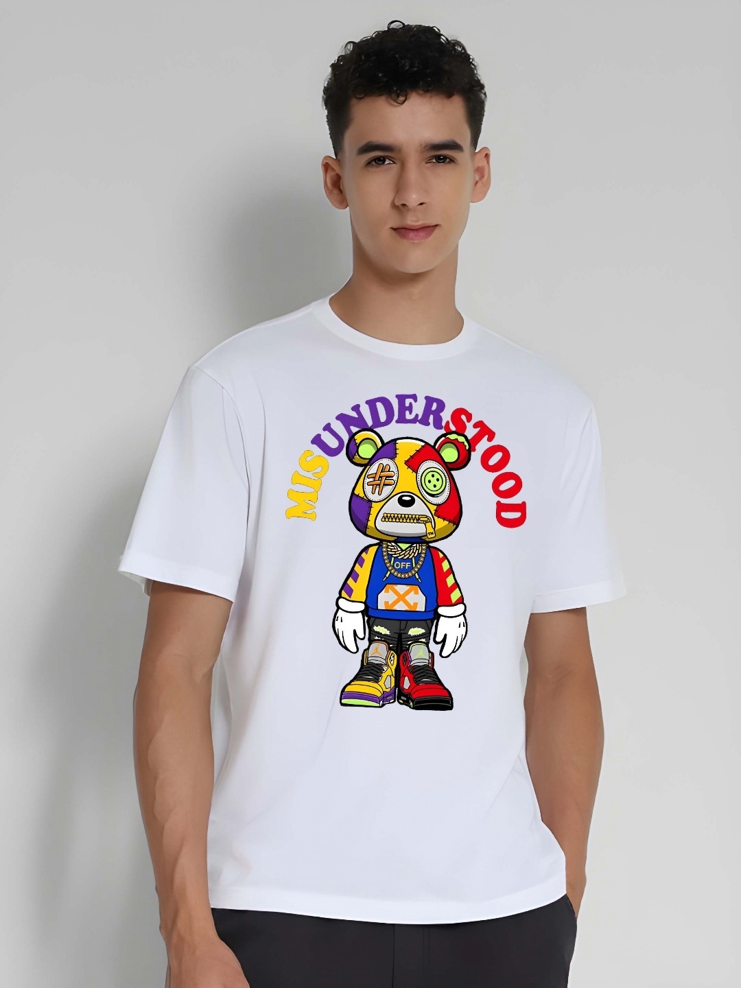 

SZN Men Graphic Printed Round Neck Regular Fit Cotton T-shirt, White