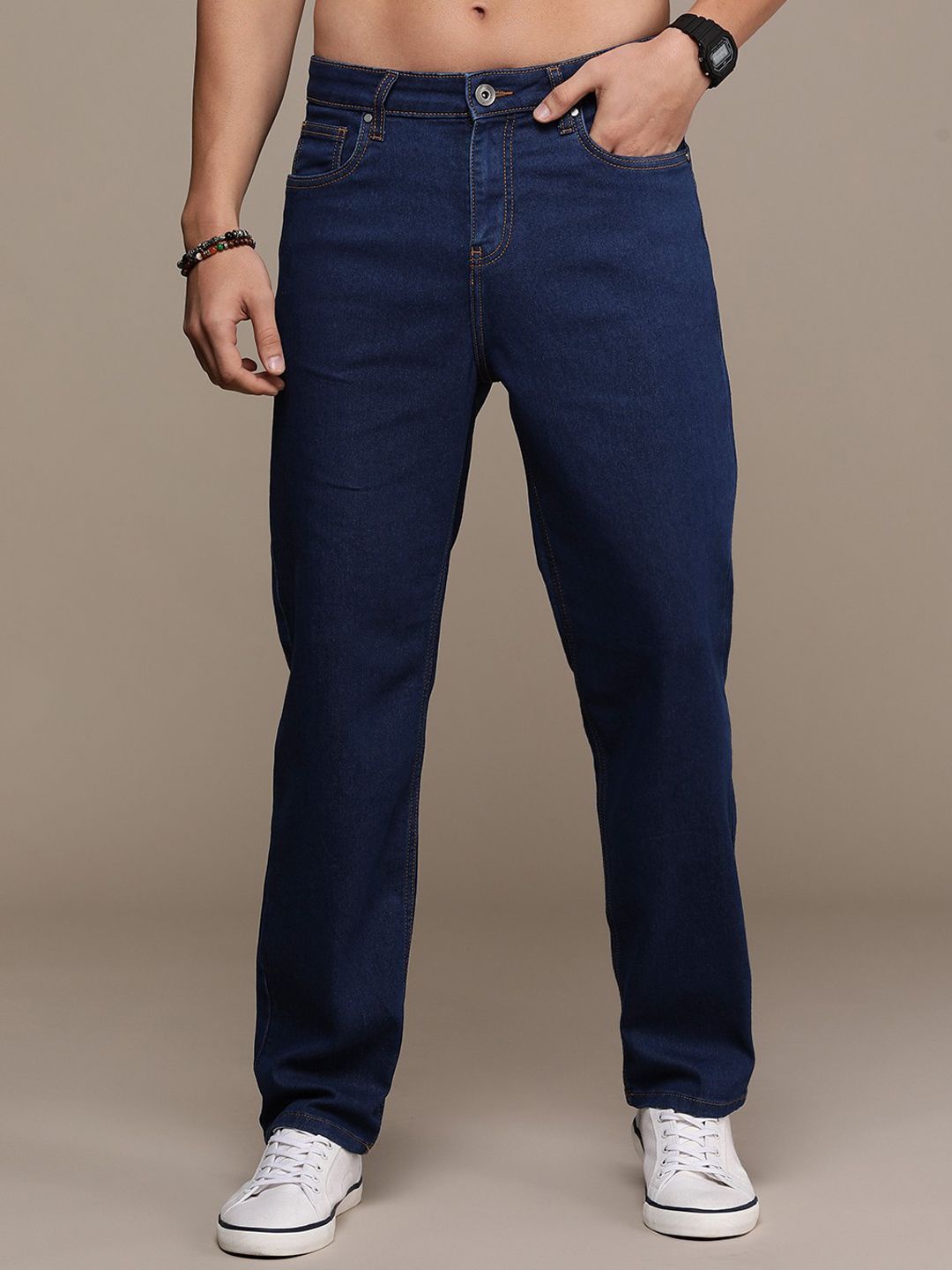

INDIROCKS Men Cotton Regular Fit Stretchable Jeans, Blue