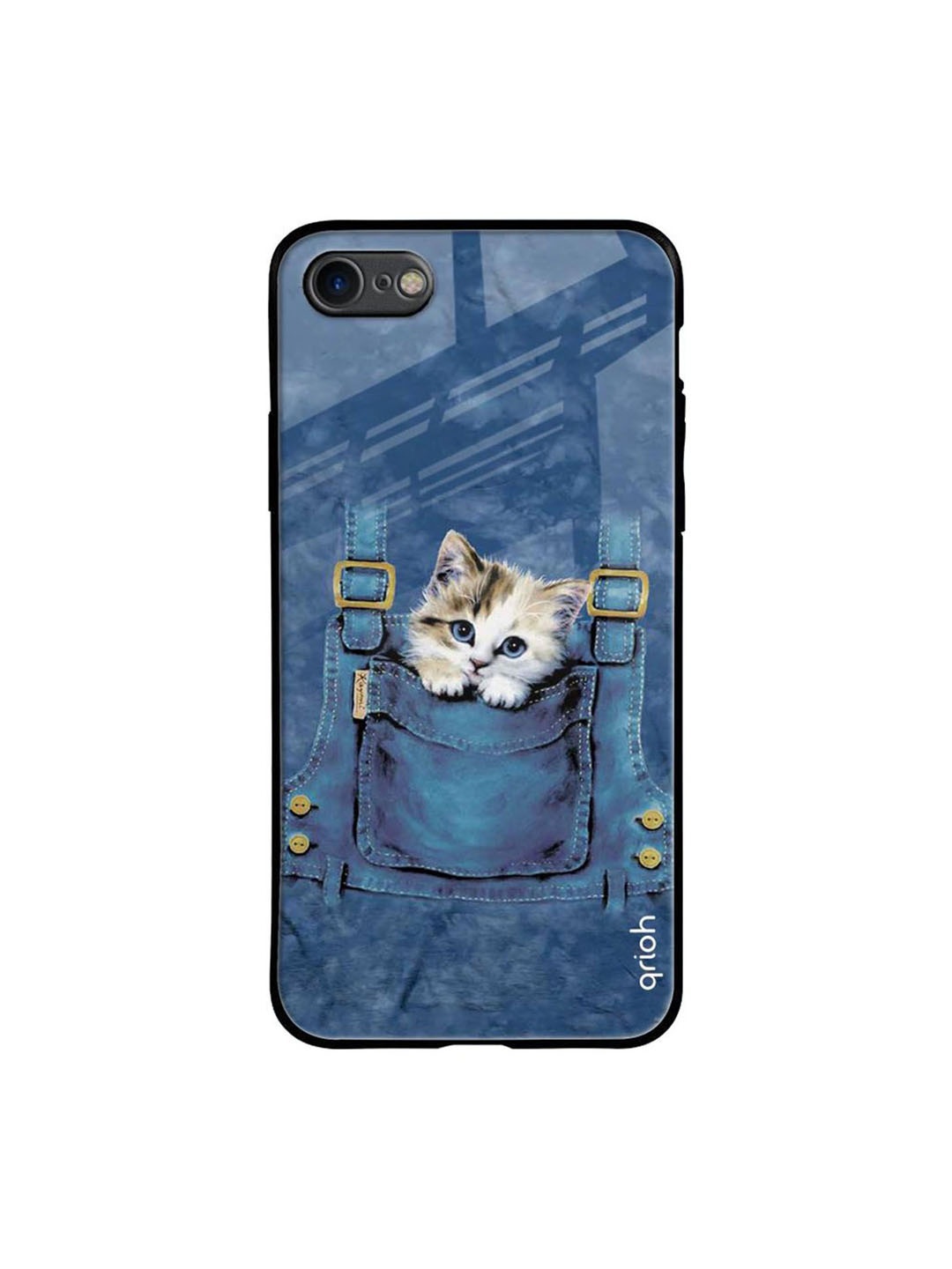 

QRIOH Kitty In Pocket Printed iPhone 7 Back Case, Blue