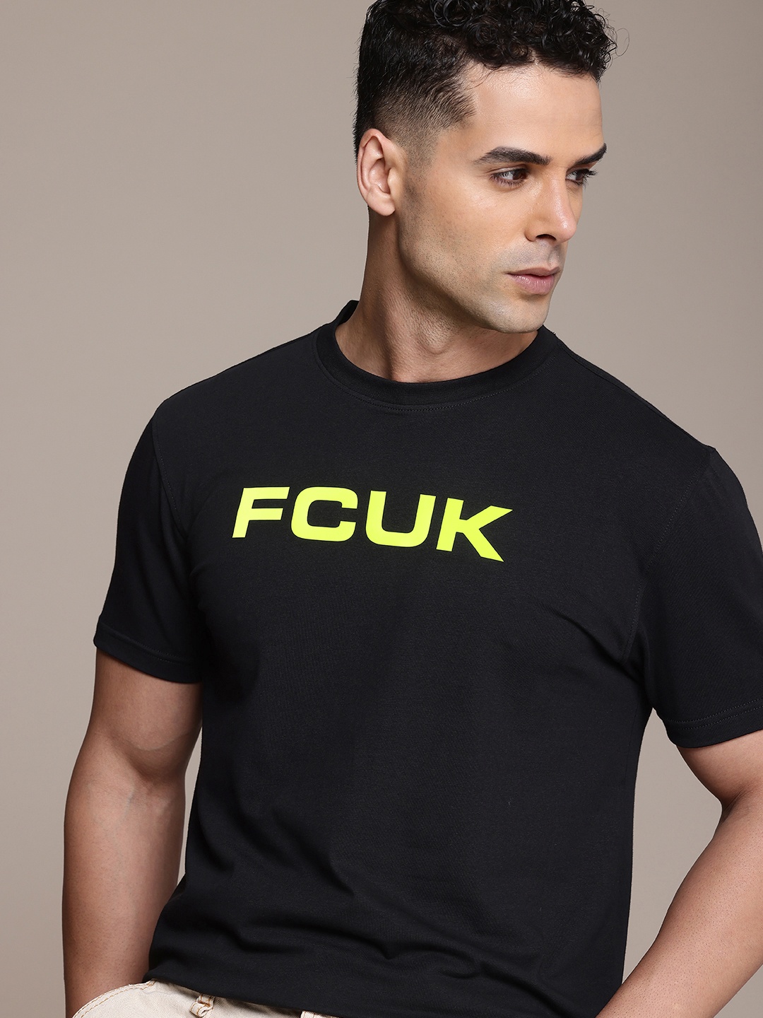 

FCUK Brand Logo Printed T-shirt, Black