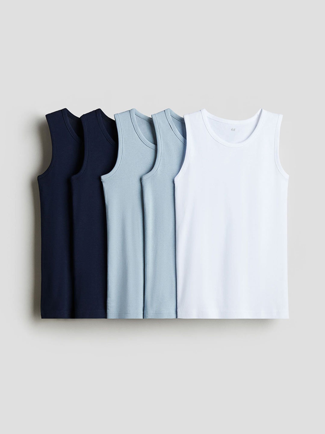 

H&M 5-Pack Cotton Vest Tops, Blue