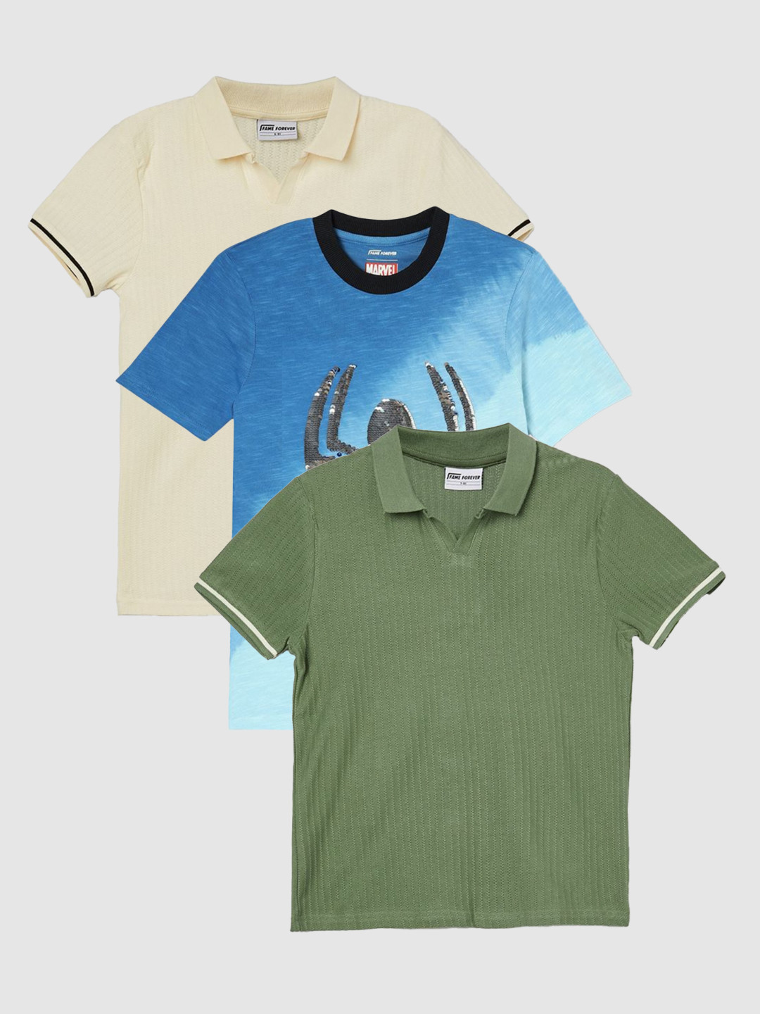 

Fame Forever by Lifestyle Kids Pack of 3 Printed Tshirts, Blue